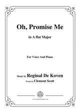 Reginal De Koven Oh Promise Me In A Flat Major For Voice Piano