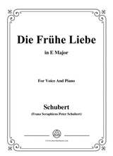 Schubert Die Frhe Liebe In E Major For Voice Piano