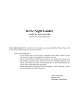 Carson Cooman In The Night Garden Virelai For Solo Marimba