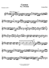 Carmen No 1 Prelude Clarinet In Bb 1 Transposed Part