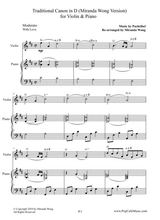 Traditional Canon In D For Violin Piano