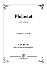 Schubert Philoctet In D Minor For Voice And Piano