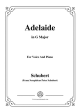 Schubert Adelaide In G Major For Voice And Piano