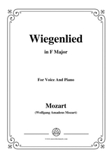 Mozart Wiegenlied In F Major For Voice And Piano