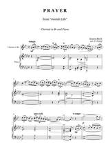 Bloch Prayer Clarinet Bb And Piano