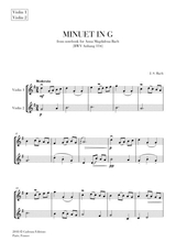 Minuet In G From Anna Magdalena Notebook For Violin Duet String Duet