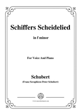 Schubert Schiffers Scheidelied In F Minor For Voice And Piano