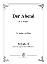 Schubert Der Abend In B Major Op 118 No 2 For Voice And Piano