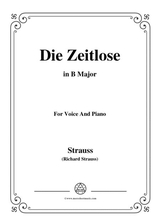 Richard Strauss Die Zeitlose In B Major For Voice And Piano