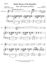 Battle Hymn Of The Republic Duet Bb Clarinet And Piano Score And Parts