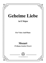 Mozart Geheime Liebe In E Major For Voice And Piano