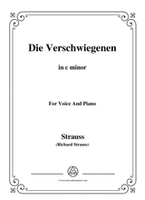 Richard Strauss Die Verschwiegenen In C Minor For Voice And Piano