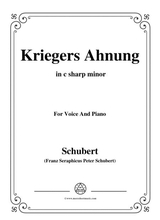 Schubert Kriegers Ahnung In C Sharp Minor For Voice Piano