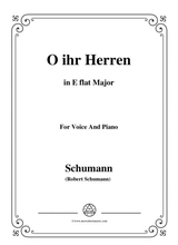 Schumann O Ihr Herren In E Flat Major For Voice And Piano