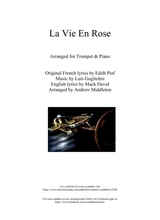 La Vie En Rose For Trumpet And Piano