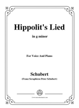 Schubert Hippolits Lied In G Minor For Voice Piano
