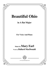 Mary Earl Beautiful Ohio In A Flat Major For Voice And Piano