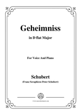 Schubert Geheimniss Mayrhofer In D Flat Major For Voice Piano