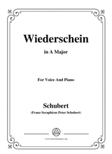 Schubert Wiederschein In A Major For Voice Piano