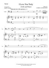 I Love You Truly Duet For Cello Piano With Score And Cello Part