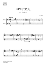 Minuet In G From Anna Magdalena Notebook For Viola Duet String Duet
