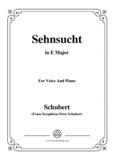 Schubert Sehnsucht In E Major For Voice Piano