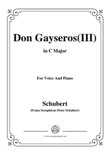 Schubert Don Gayseros Iii In C Major D 93 No 3 For Voice And Piano