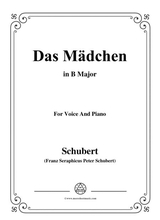 Schubert Das Mdchen In B Major For Voice Piano