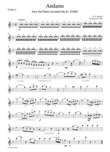 Mozart Andante From The Piano Concerto No 21 Kv467 For String Quartet Cm005