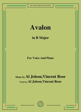 Al Jolson Vincent Rose Avalon In B Major For Voice Piano