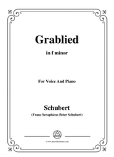 Schubert Grablied In F Minor D 218 For Voice And Piano