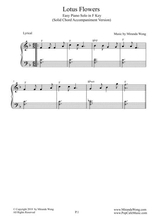 Lotus Flowers Easy Piano Solo In F Key Solid Chords