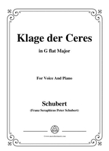 Schubert Klage Der Ceres In G Flat Major For Voice Piano