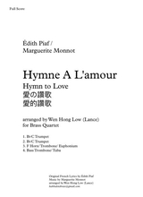 Hymne A L Amour Hymn To Love Arr Lancelow For Brassquartet