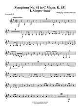 Mozart Symphony No 41 Jupiter Movement I Horn In F 2 Transposed Part K 551