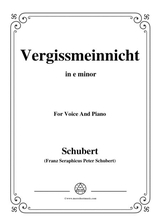 Schubert Vergissmeinnicht In E Minor For Voice And Piano