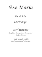 Ave Maria Schubert Vocal Solo Low Voice