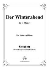 Schubert Der Winterabend In D Major D 938 For Voice And Piano