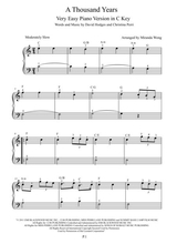 A Thousand Years Very Easy Piano Solo In C Key With Fingerings