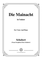 Schubert Die Mainacht In F Minor For Voice Piano