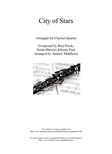 City Of Stars Arranged For Clarinet Quartet