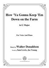 Walter Donaldson How Ya Gonna Keep Em Down On The Farm In G Major For Voice Pno