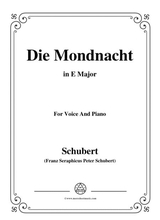 Schubert Die Mondnacht In E Major For Voice Piano