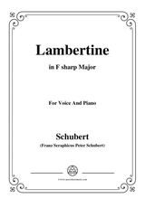 Schubert Lambertine In F Sharp Major For Voice Piano