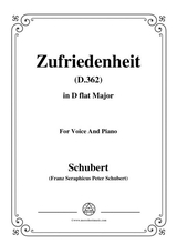 Schubert Zufriedenheit Contentment D 362 In D Flat Major For Voice Piano