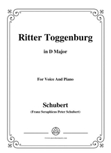 Schubert Ritter Toggenburg In D Major For Voice Piano