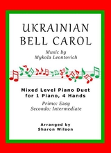 Ukrainian Bell Carol Easy Piano Duet 1 Piano 4 Hands