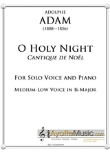 O Holy Night Cantique De Noel For Medium Low Voice In Bb Major