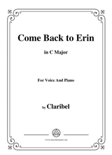 Claribel Come Back To Erin In C Major For Voice And Piano