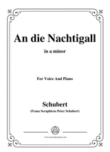 Schubert An Die Nachtigall Op 172 No 3 In A Minor For Voice Piano